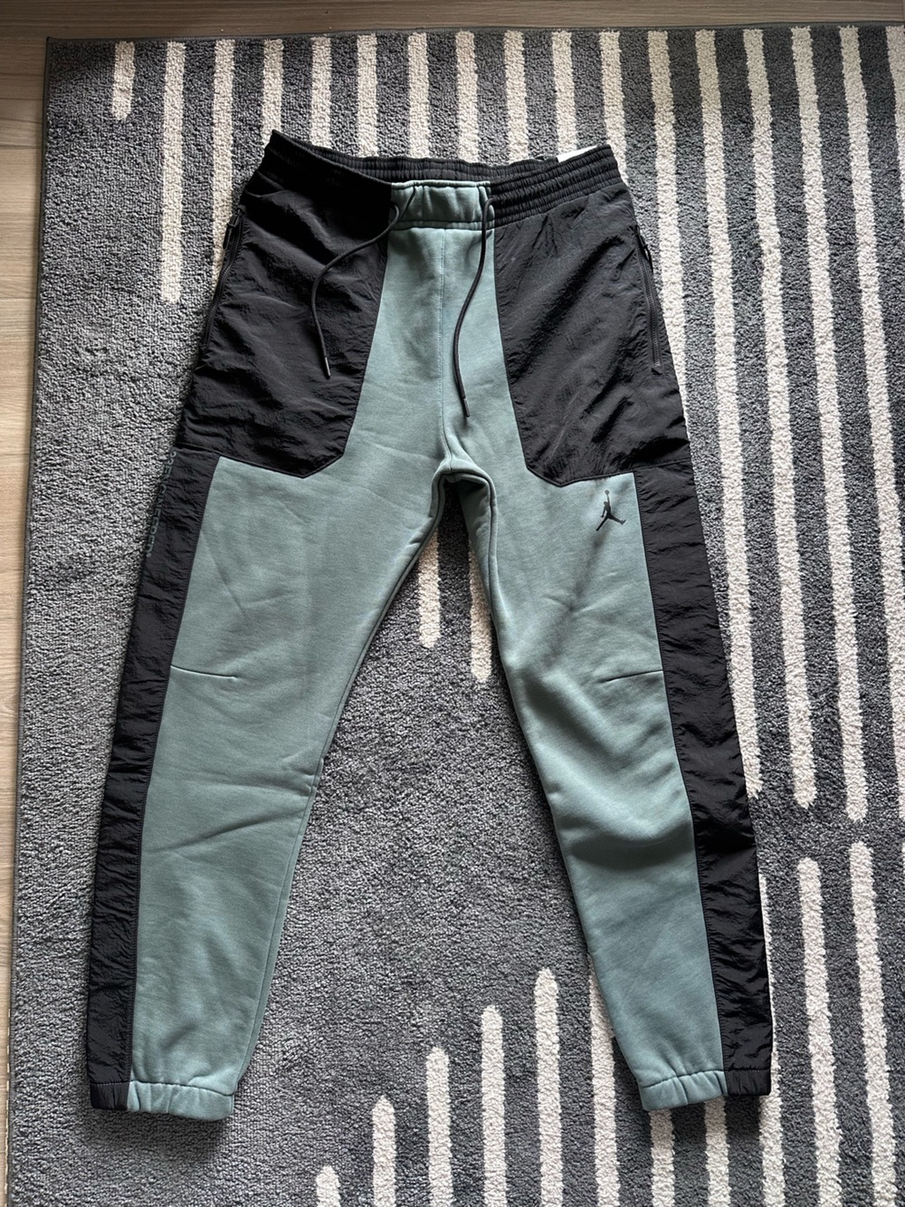 Jordan Black & Sage Green Panel Joggers